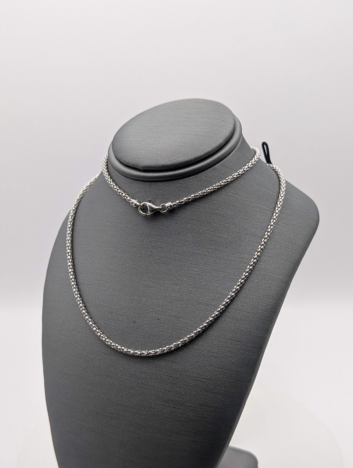 14K WG Popcorn Link Necklace
