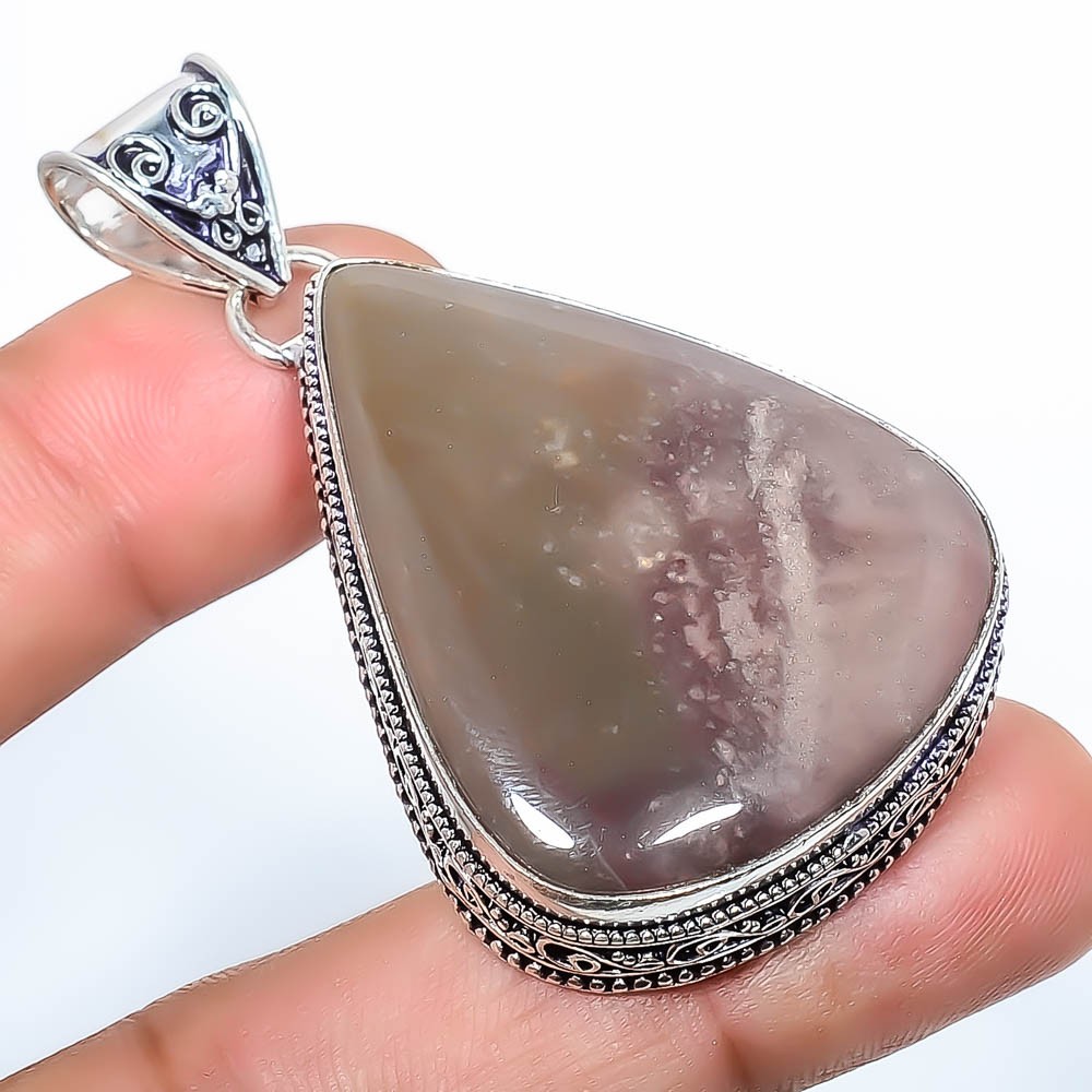 Natural Mookaite – Australia 925 Silver Plated Fine Art Pendant2.34″ TP3722-82