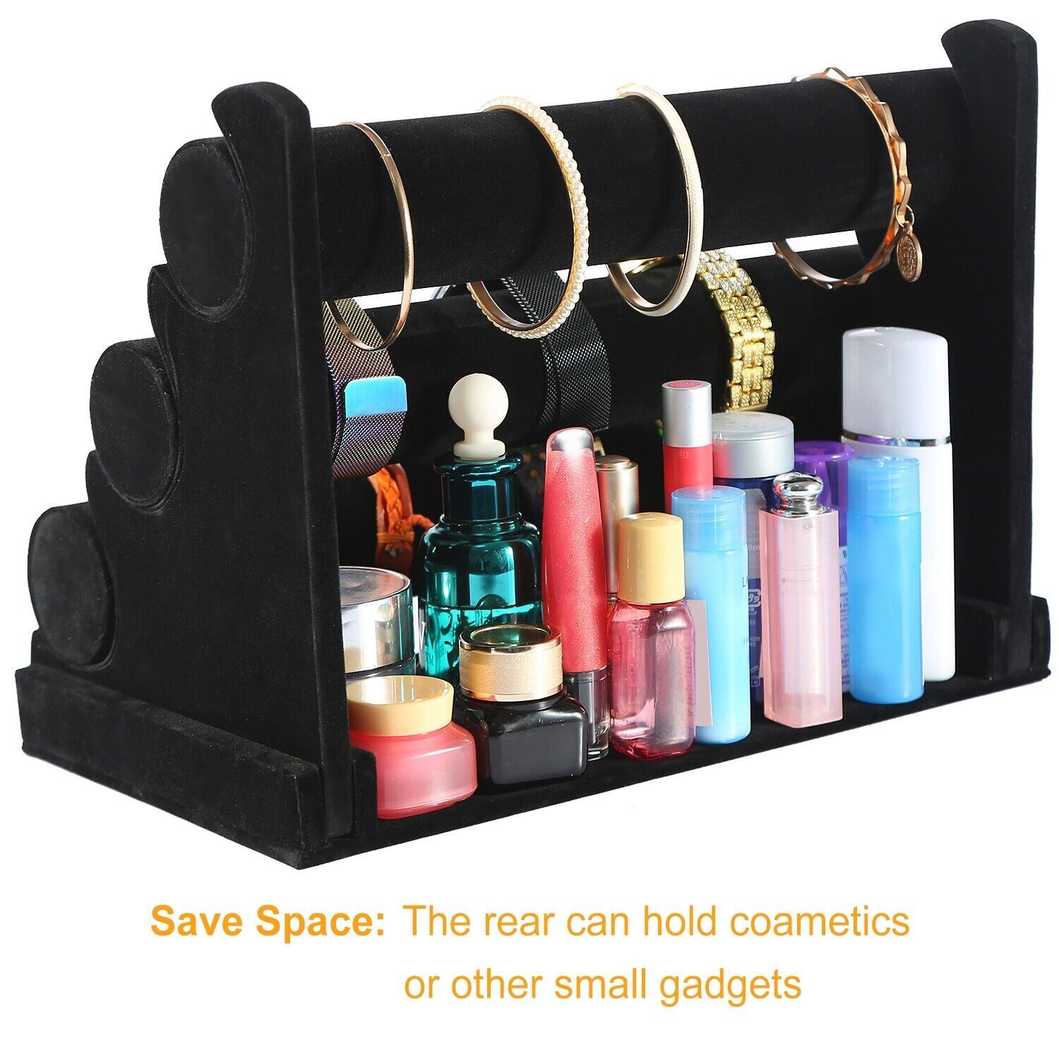 3-Tier Bracelet Display Stand Watch Holder Velvet Jewelry Bangle Rack Organizer
