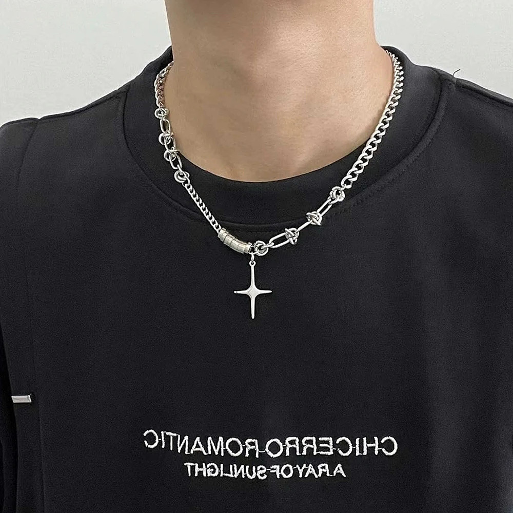Hip Hop Star Cross Titanium Steel Neck For Man Woman Non Fading Splicing Cuban C