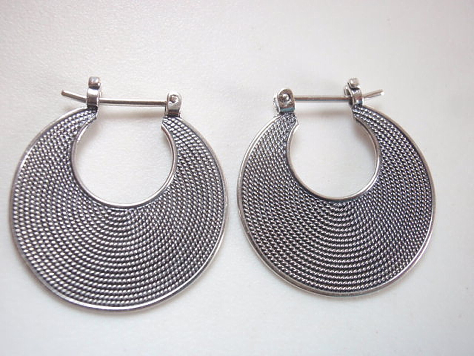 Multiple Concentric Circles Hoop Earrings 925 Sterling Silver Rope Style