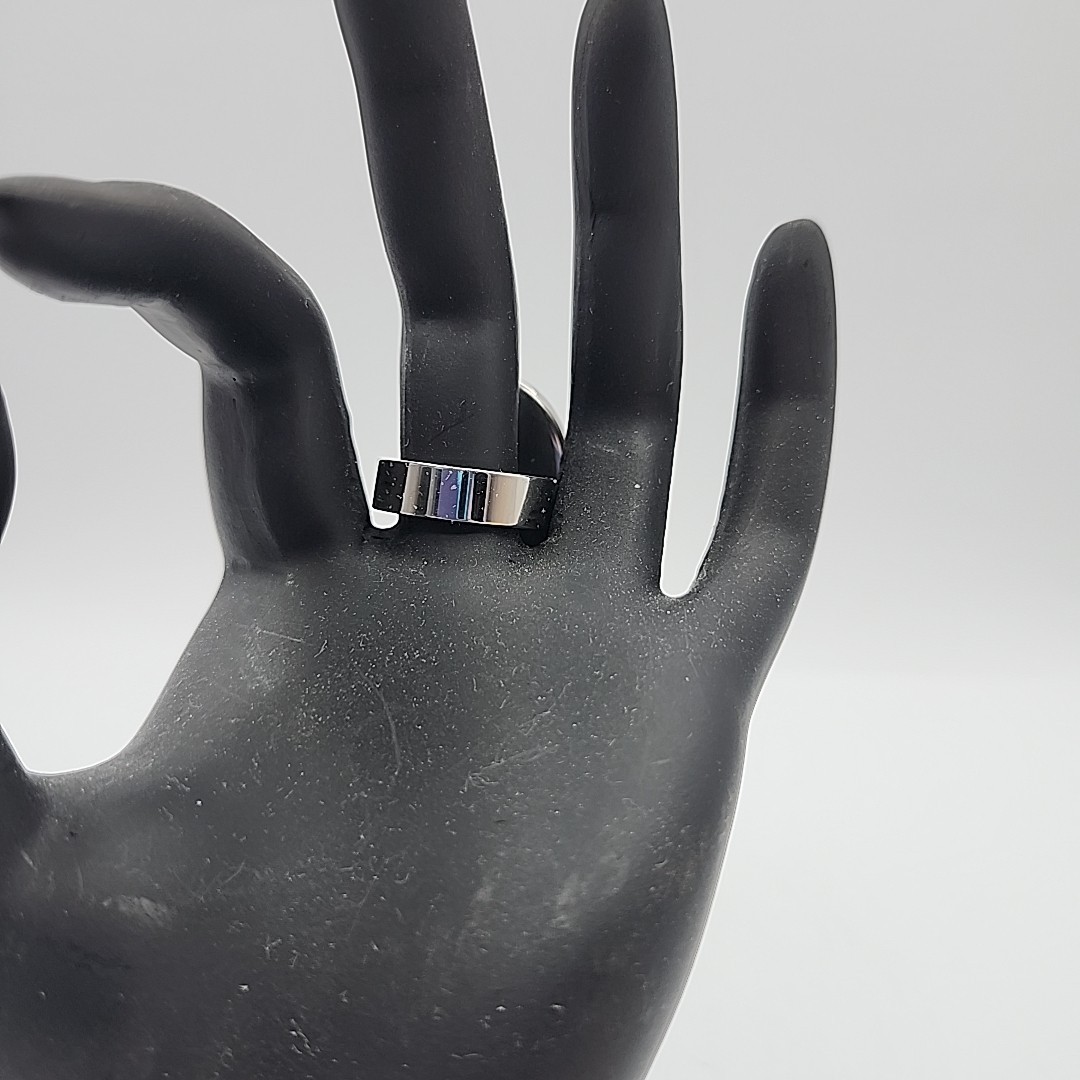 Multicolor Millefiori Murano Glass Stainless Steel Cocktail Ring Size 8, Italy