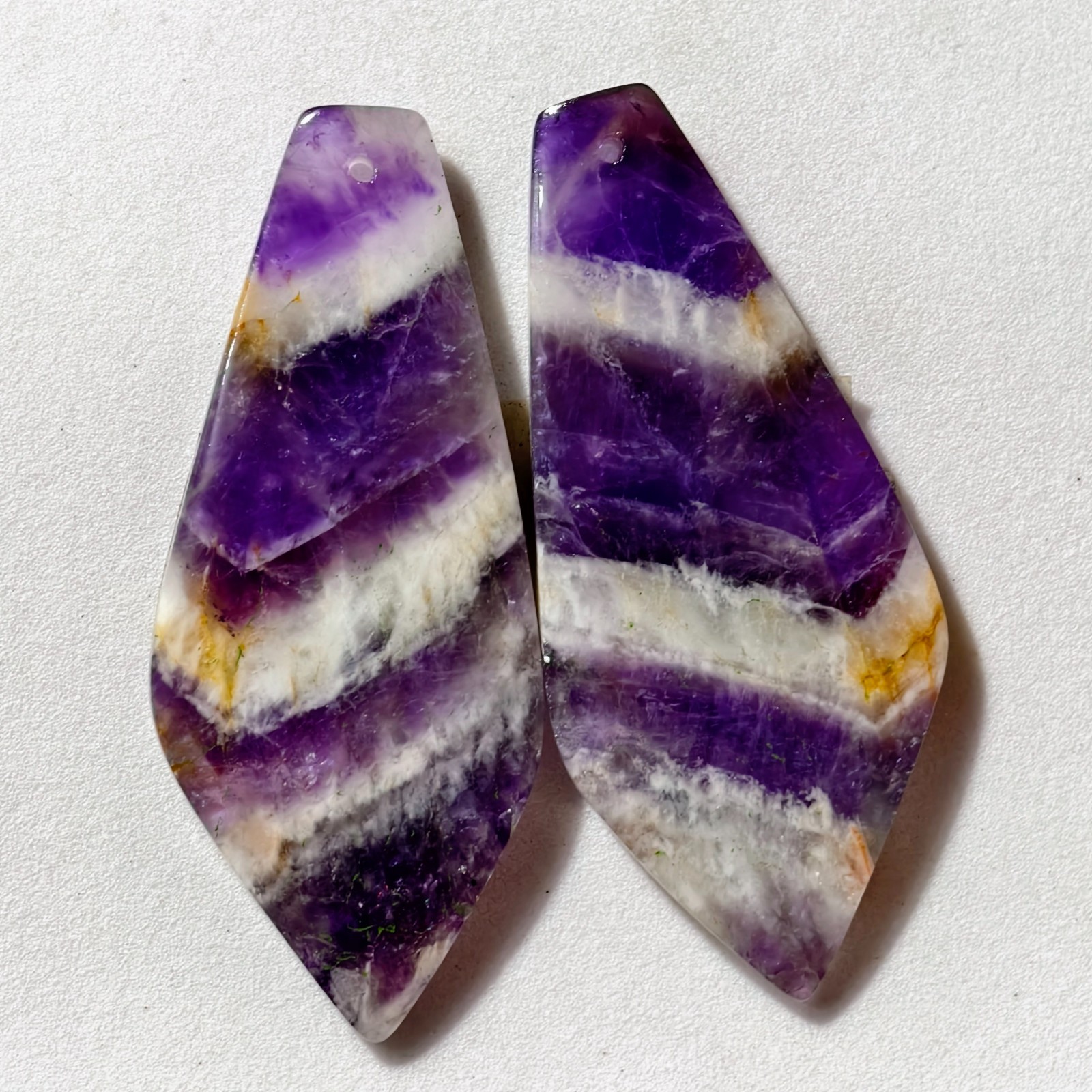 72 Cts Natural Amethyst Drilled Pair Cabochon Gemstone For Earrings 51 X 22 MM