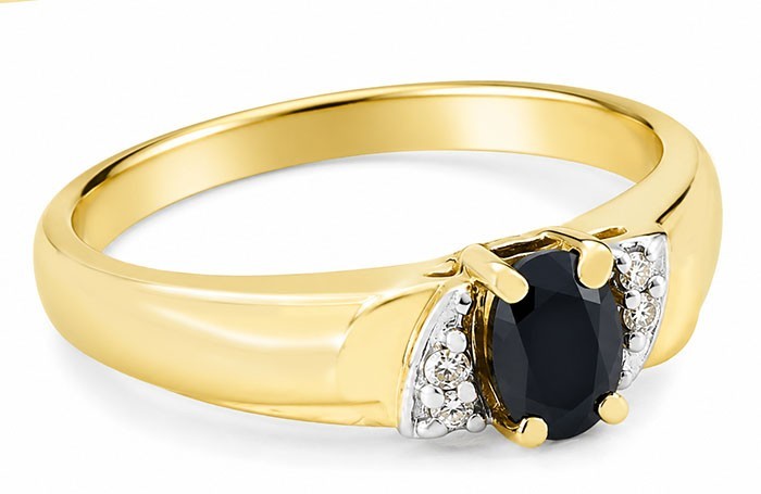 GENUINE 0.52 Cts BLUE SAPPHIRE & DIAMOND RING 14K YELLOW GOLD – New With Tag