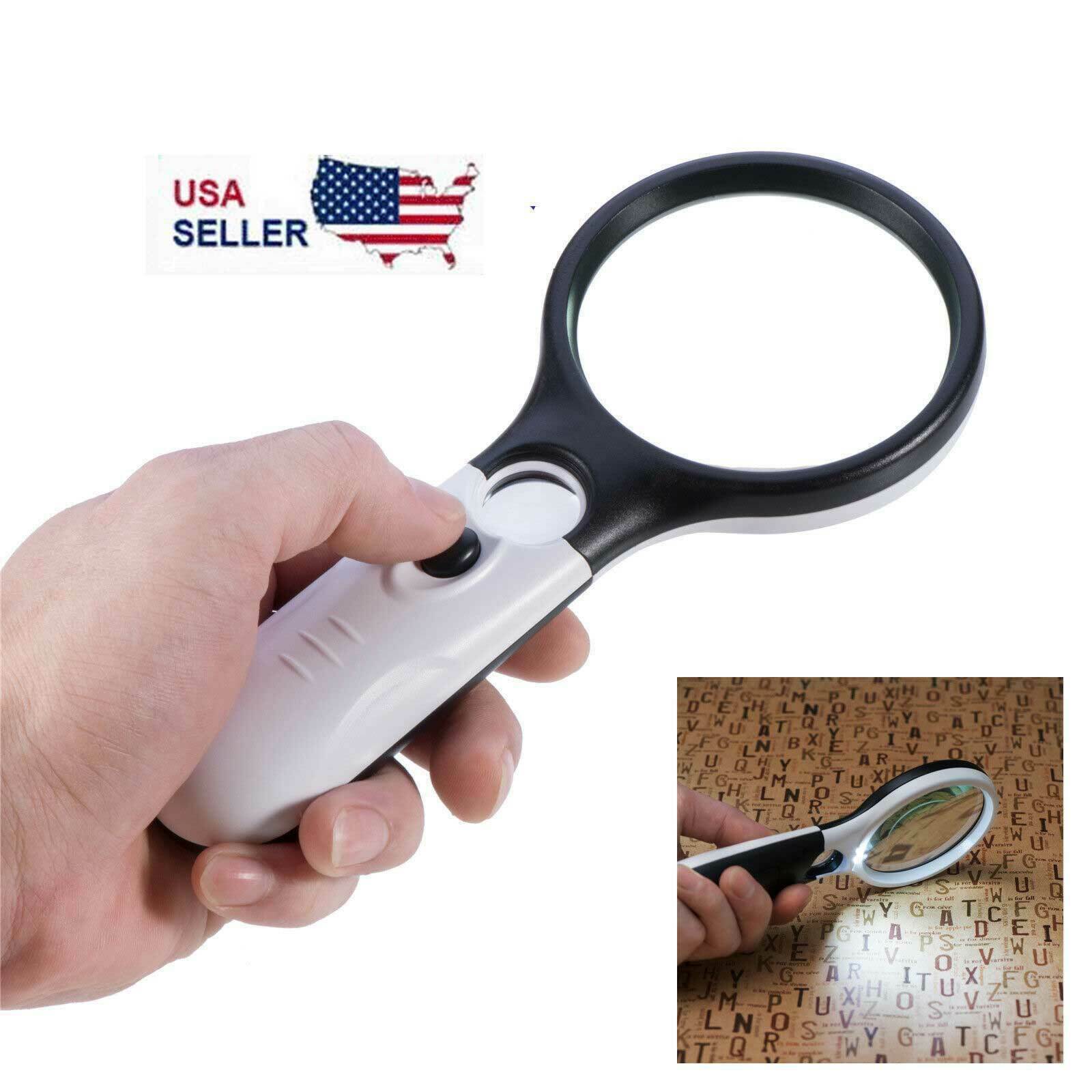 45X Magnifying Glass Handheld Magnifier 3 LED LightJewelry Reading Lens Loupe