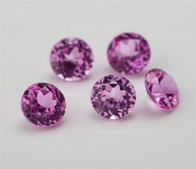 Top Quality AAAA+ PINK ROUND CUT SAPPHIRE LAB-CREATED LOOSE GEM 3mm to 12mm1pcs