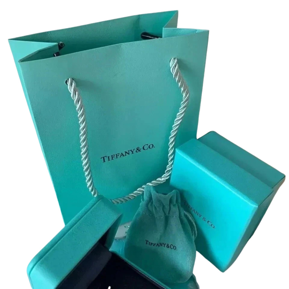 TIFFANY & CO. BLUE LEATHER PRESENTATION NECKLACE GIFT BOX, CASE, AND BAG