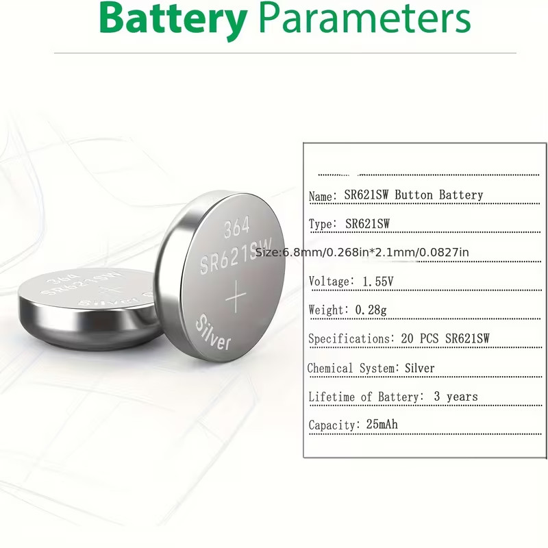 LR621W Ag1 Cx60 364 1.55V Button Cell Watch Battery Long-Lasting Power