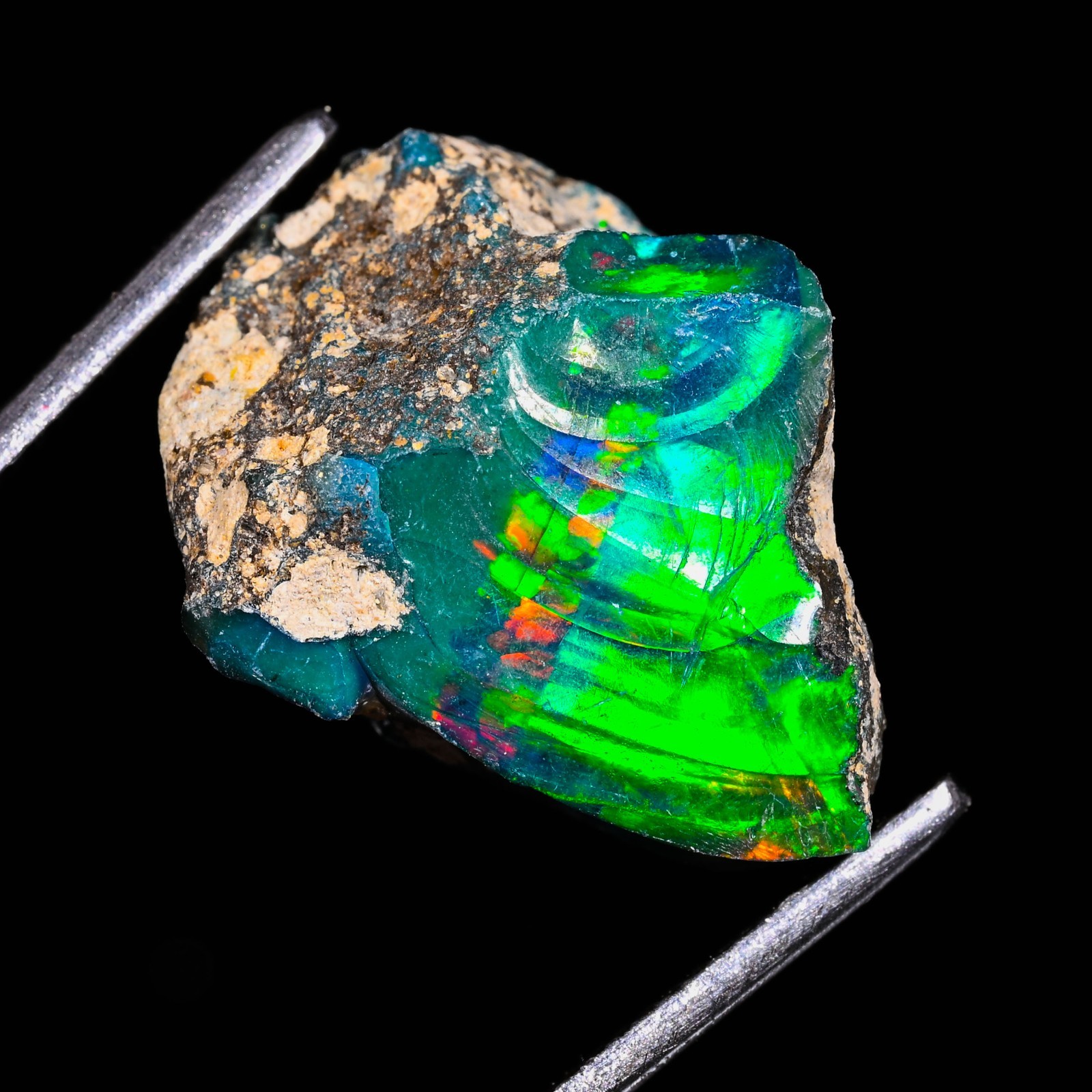 10 Ct Black Ethiopian Opal Rough, Jewelry Grade Welo Opal Rough, Multi Fire Opal