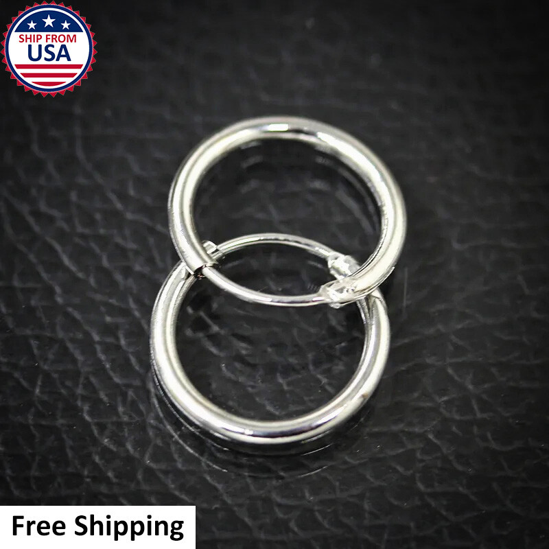 Womens Classic Huggie Sterling Silver 925 Hoop Earrings Fashion Jewelry 1cm