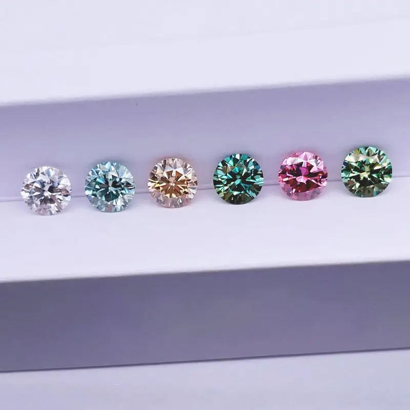 GRA VVS1 Multicolor 0.1-5ct Round Cut Moissanite Stone for Jewelry Making