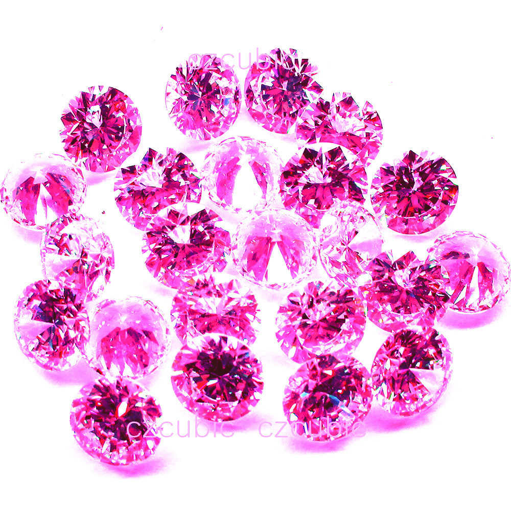 PINK COLOR CUBIC ZIRCONIA STONE. ROUND SHAPE CZ AAAAA QUALITY U.S.A SHIPPER