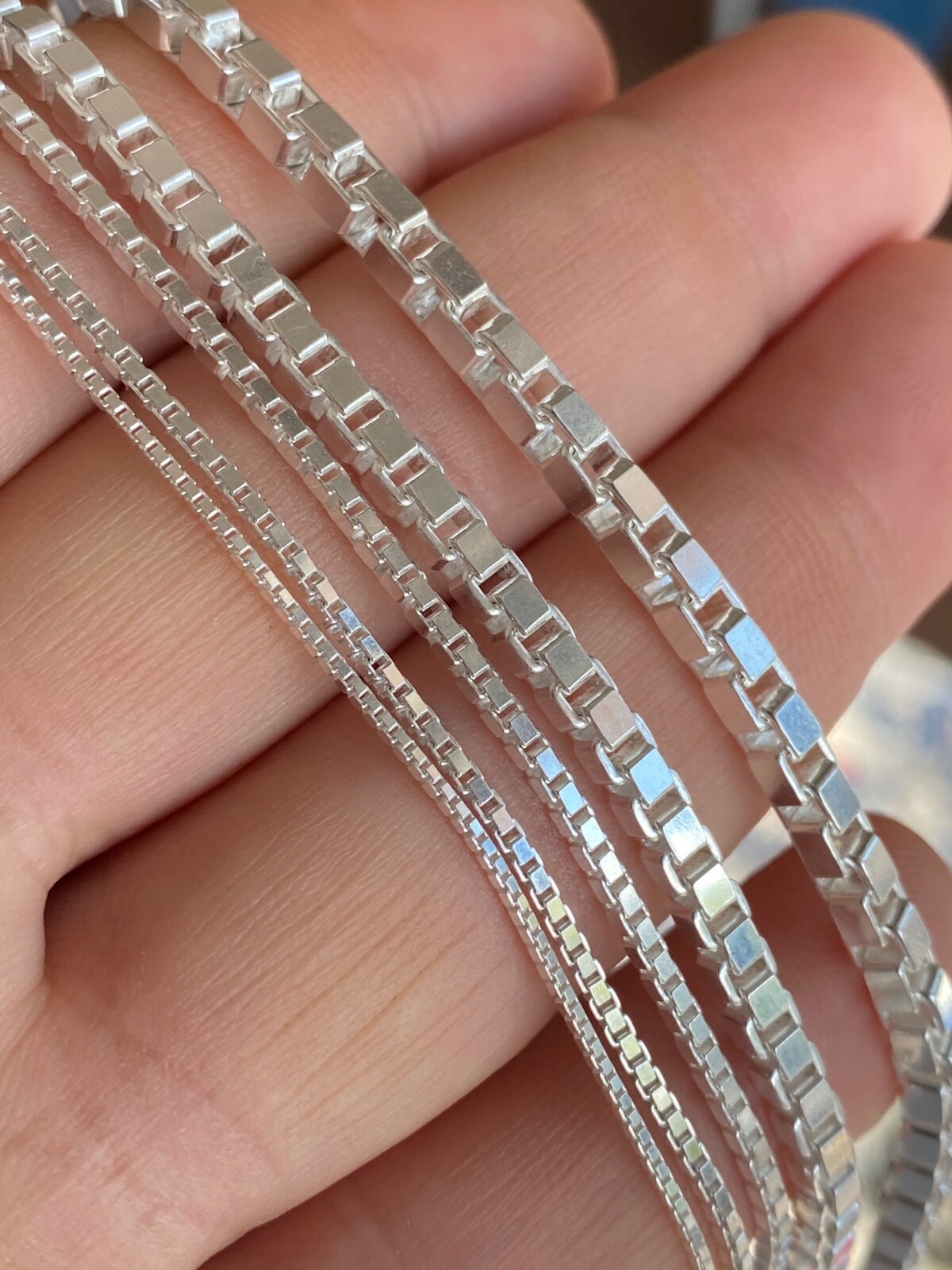 Real Solid 925 Sterling Silver Box Chain 1-4mm Necklace Men Ladies 16-30″ ITALY