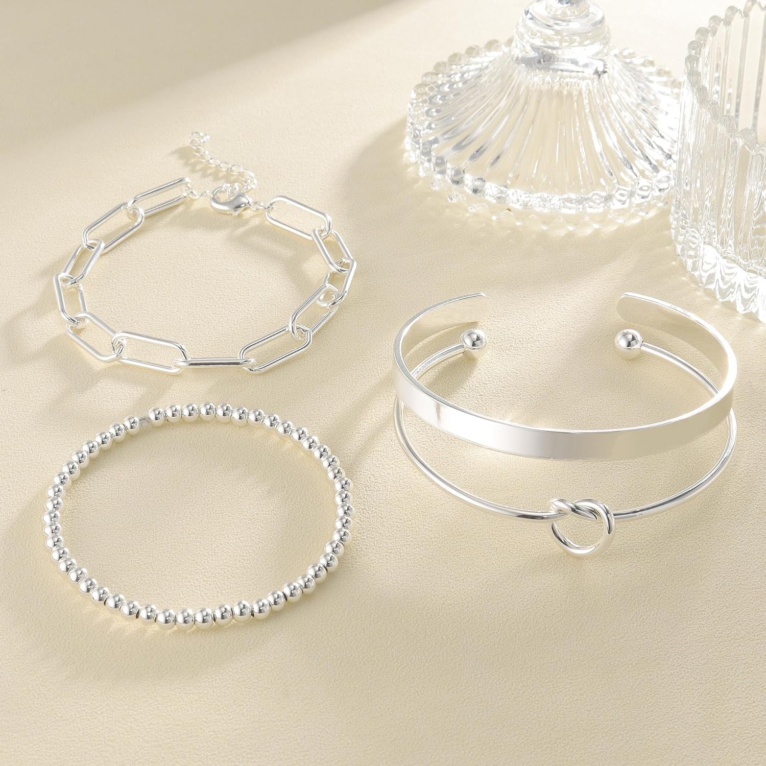 Elegant 14K Gold Plated Cuff Bracelet Set – Non-Tarnish & Waterproof Jewelry
