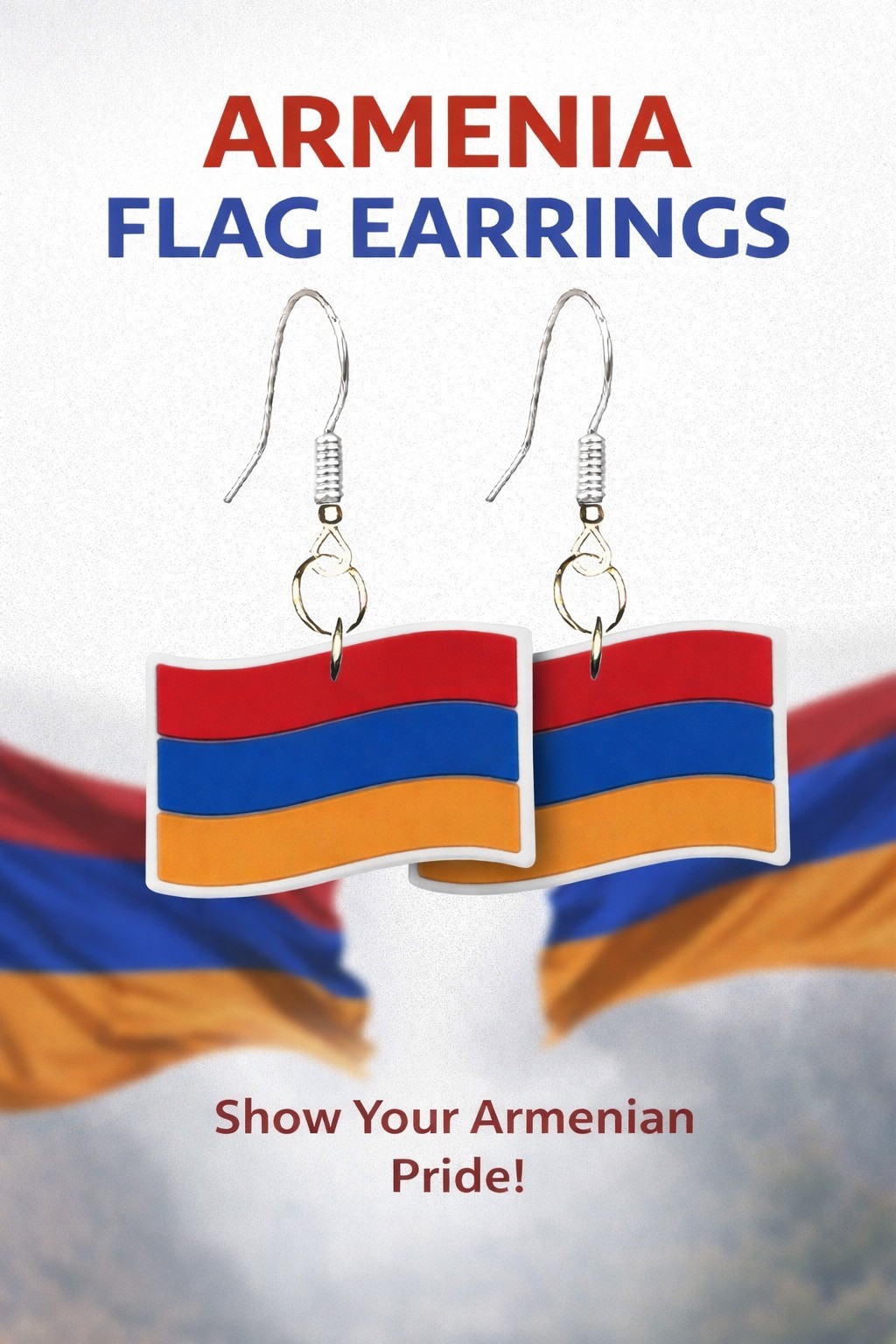 Armenia Flag Earrings Armenian Pride Red Blue Orange Dangle Earrings Gift
