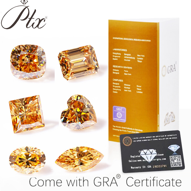 Princess Square Cut Moissanite Loose Stone Champagne VVS1 GRA Lab-Created Gems