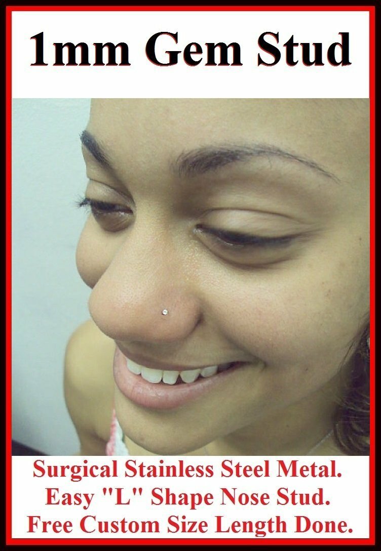 TINY TINY (Only 1mm) SMALLEST GEM 20g Sterilized Stainless Steel Nose “L” Stud.