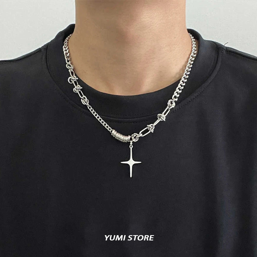Hip Hop Star Cross Titanium Steel Neck For Man Woman Non Fading Splicing Cuban C