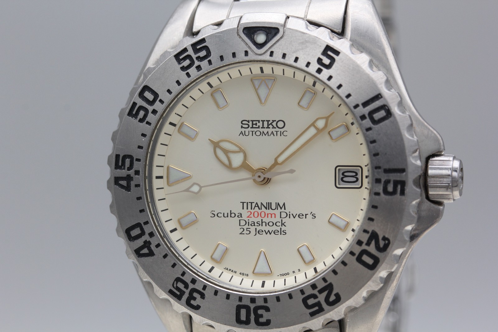 ▶️Vintage【Exc+5】SEIKO Scuba Diver’s 4S15-7000 Ivory Dial Titanium AT Men’s Watch