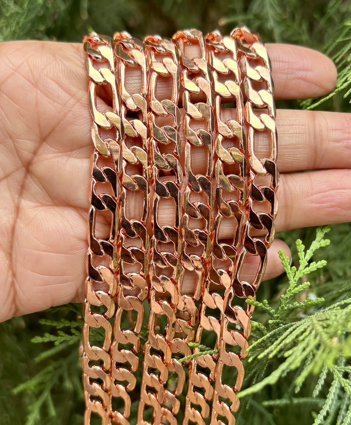 24 inch Pure Copper Flat FIGARO Chain Necklace, Healing Copper Jewelry Spiritual
