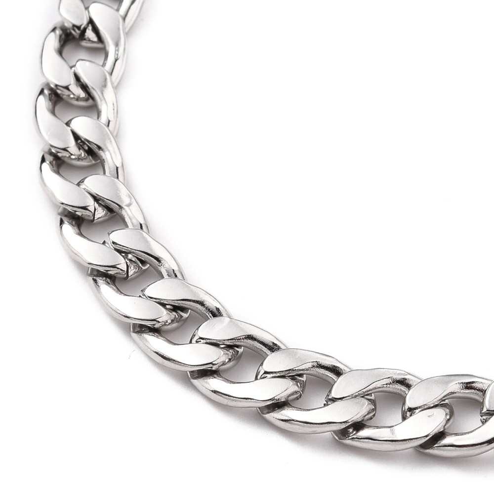 7MM Silver Stainless Steel Curb Cuban Link Chain Bracelet Unisex Women Men Z164