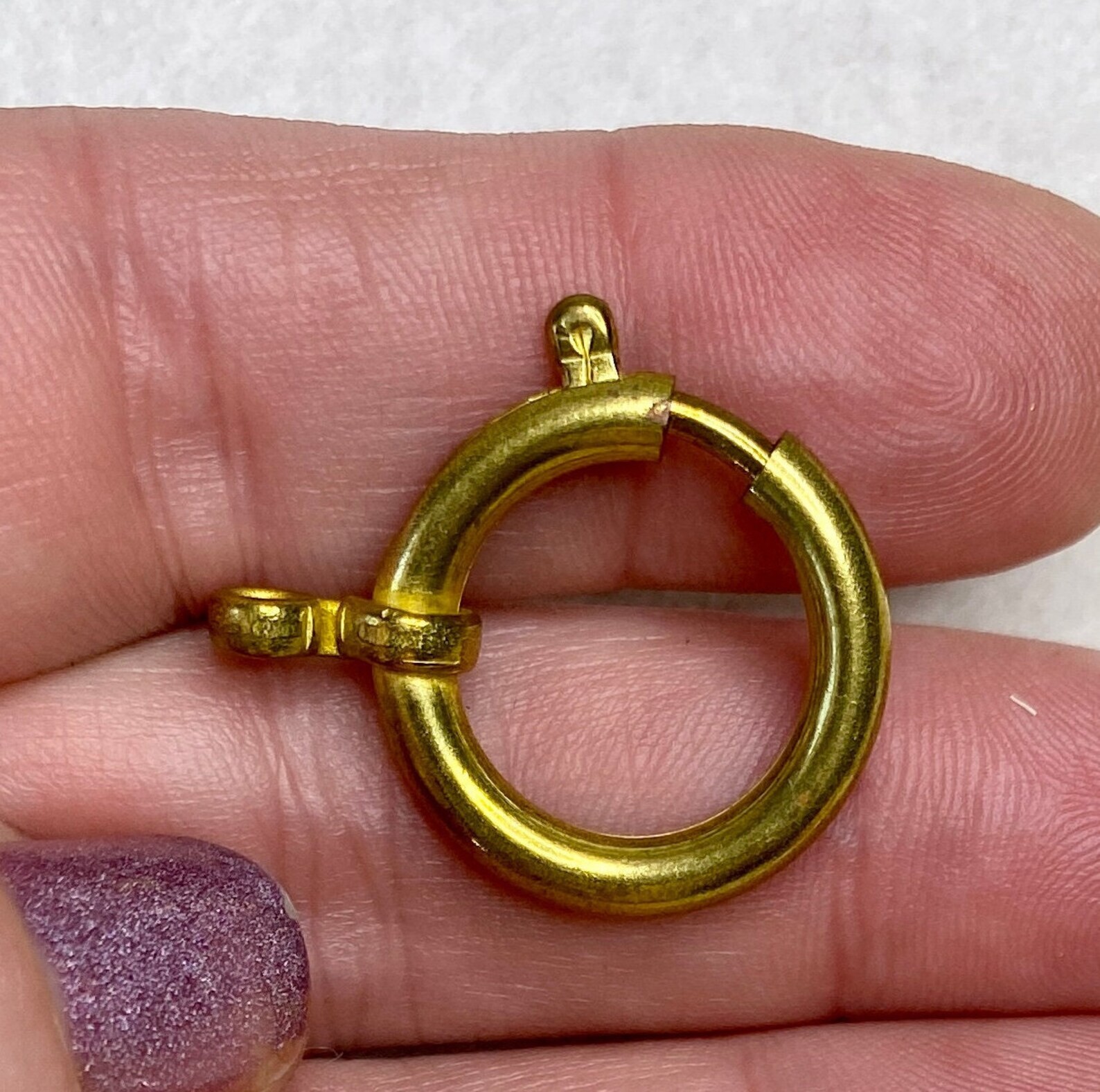1 Large Spring Ring Pocket Watch Chain Clasp Gold Tone Vintage NOS