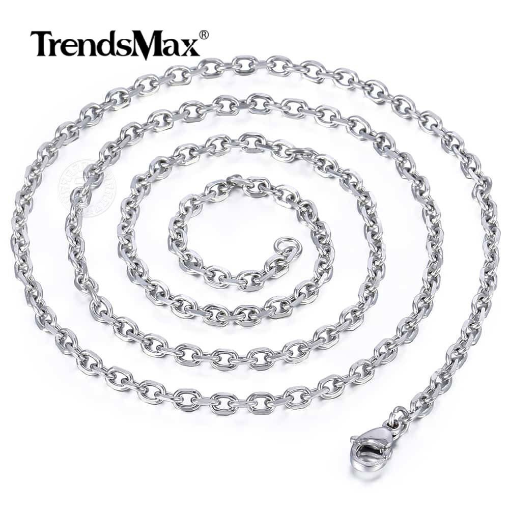 USA Stock 2/3/4mm 18-28″ Stainless Steel Mens Silver Rolo Cable Chain Necklace