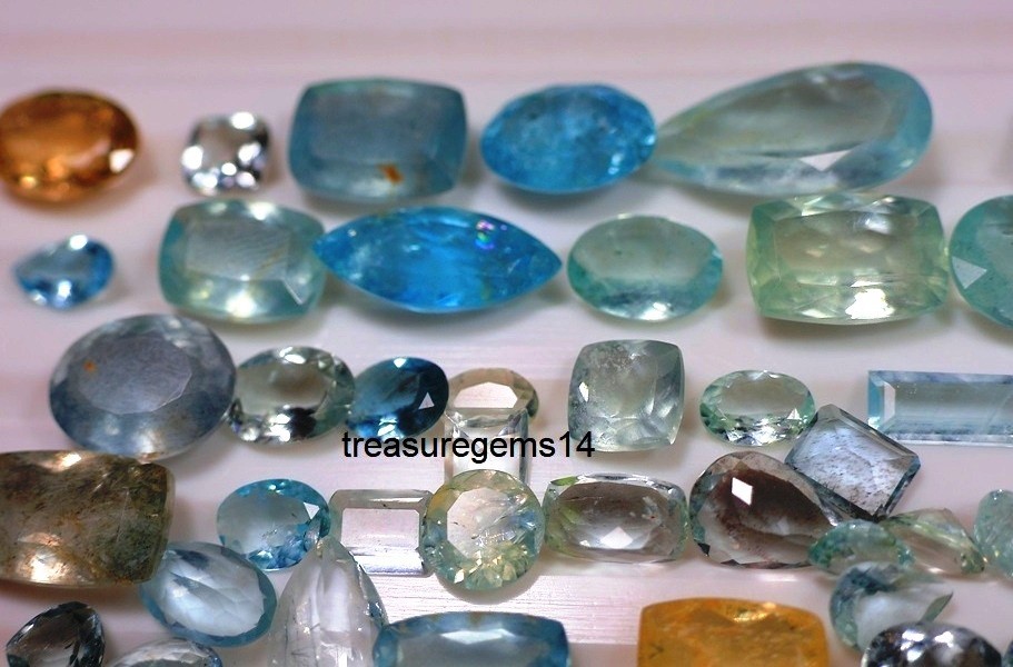 10 Carat Wholesale Lot Natural Santa Maria Aquamarine Faceted Cut Stone Gemstone