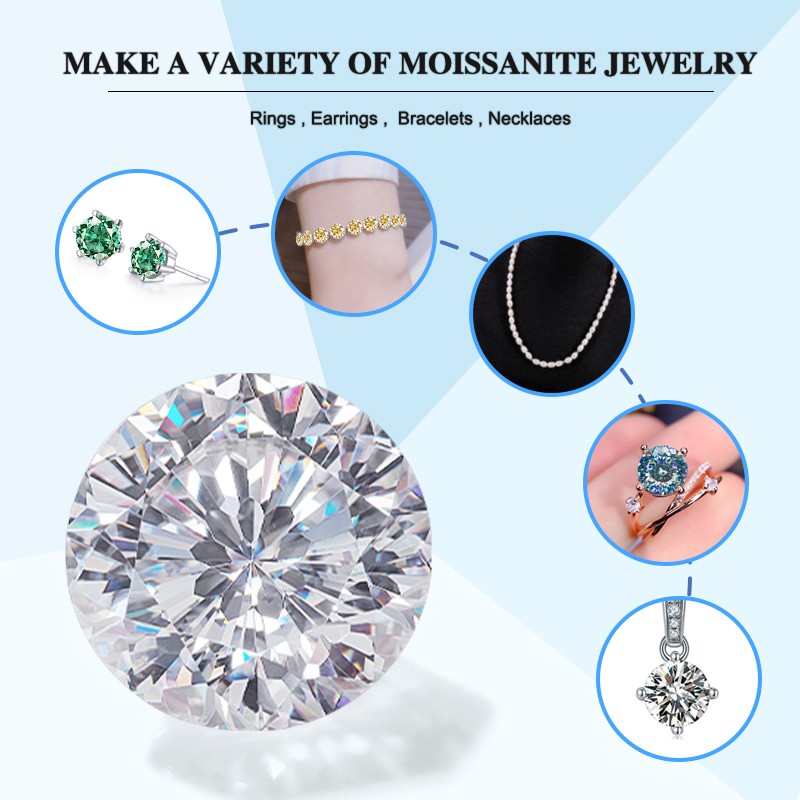 Multicolor Round 0.5-5ct Moissanite Loose 9 Hearts 1 Flower Cut GRA for Jewelry