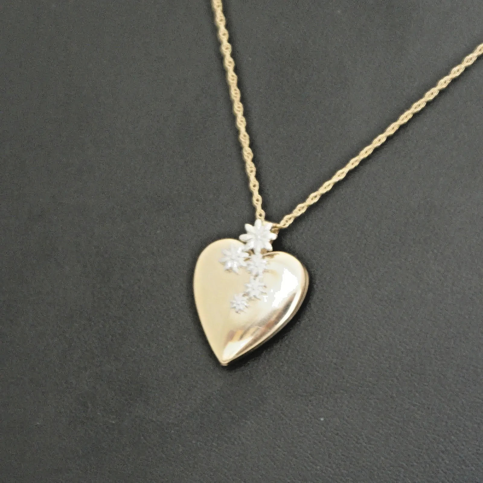 Vintage 14k White Yellow Gold Fill Heart Locket Chain USA made See Video c1990s