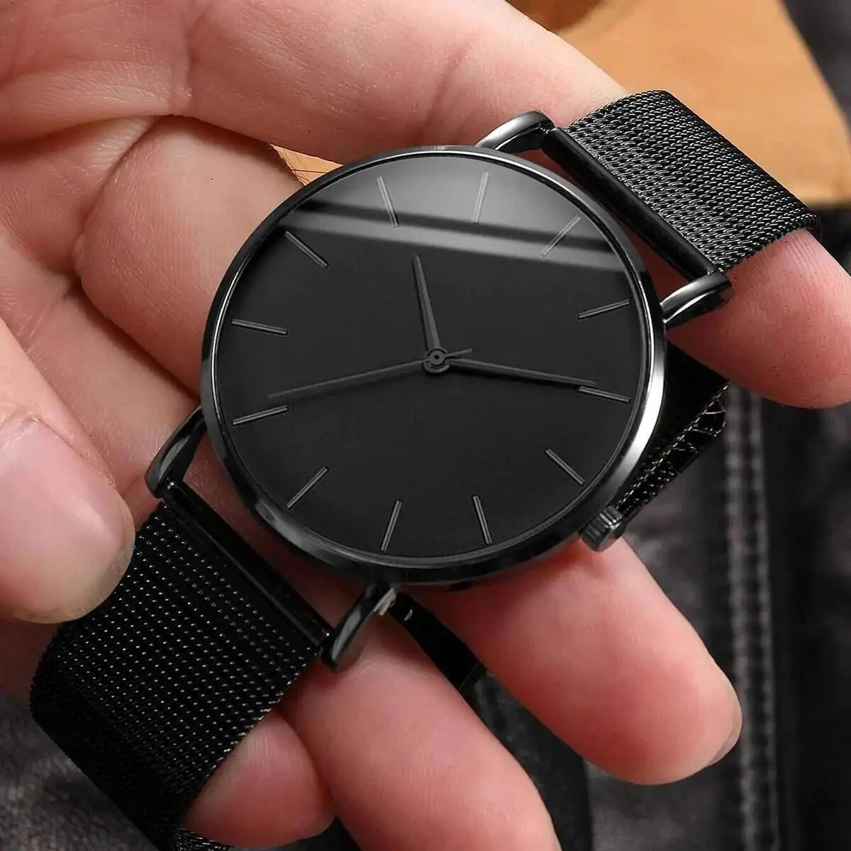 New Blackout Ultra Thin Men Quartz Watch Minimalist Stainless Steel Watch