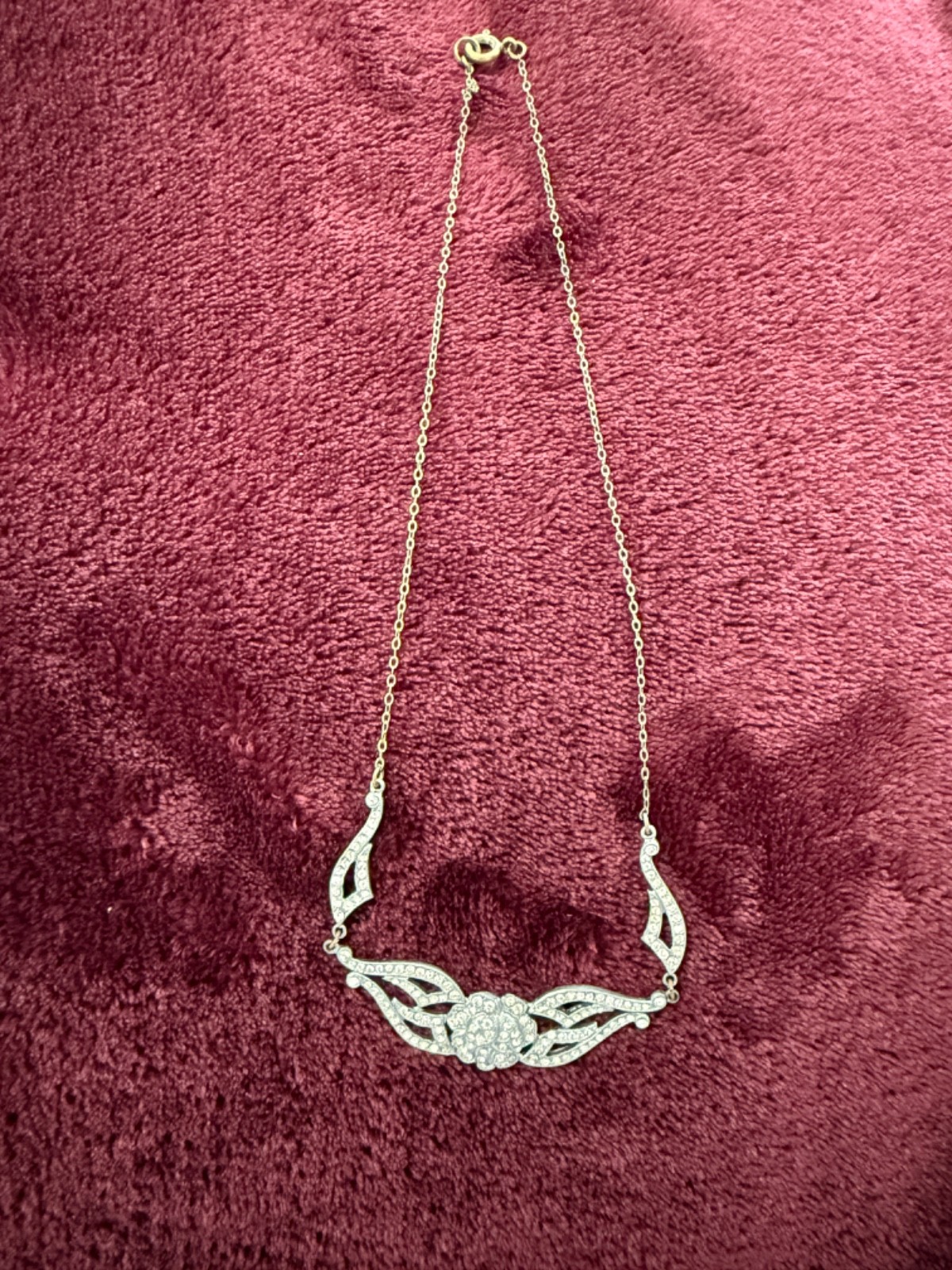 Vintage Czechoslov Marcasite Silver Necklace Length 40cm
