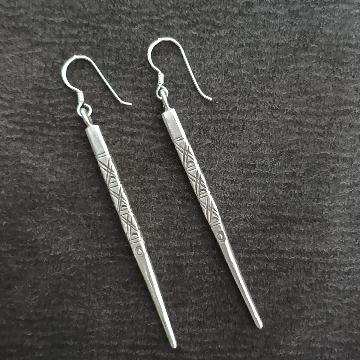 FINE SILVER EARRINGS NO STONES CRAFT VINTAGE DANGLES 9g DANGLE STICK #REE19