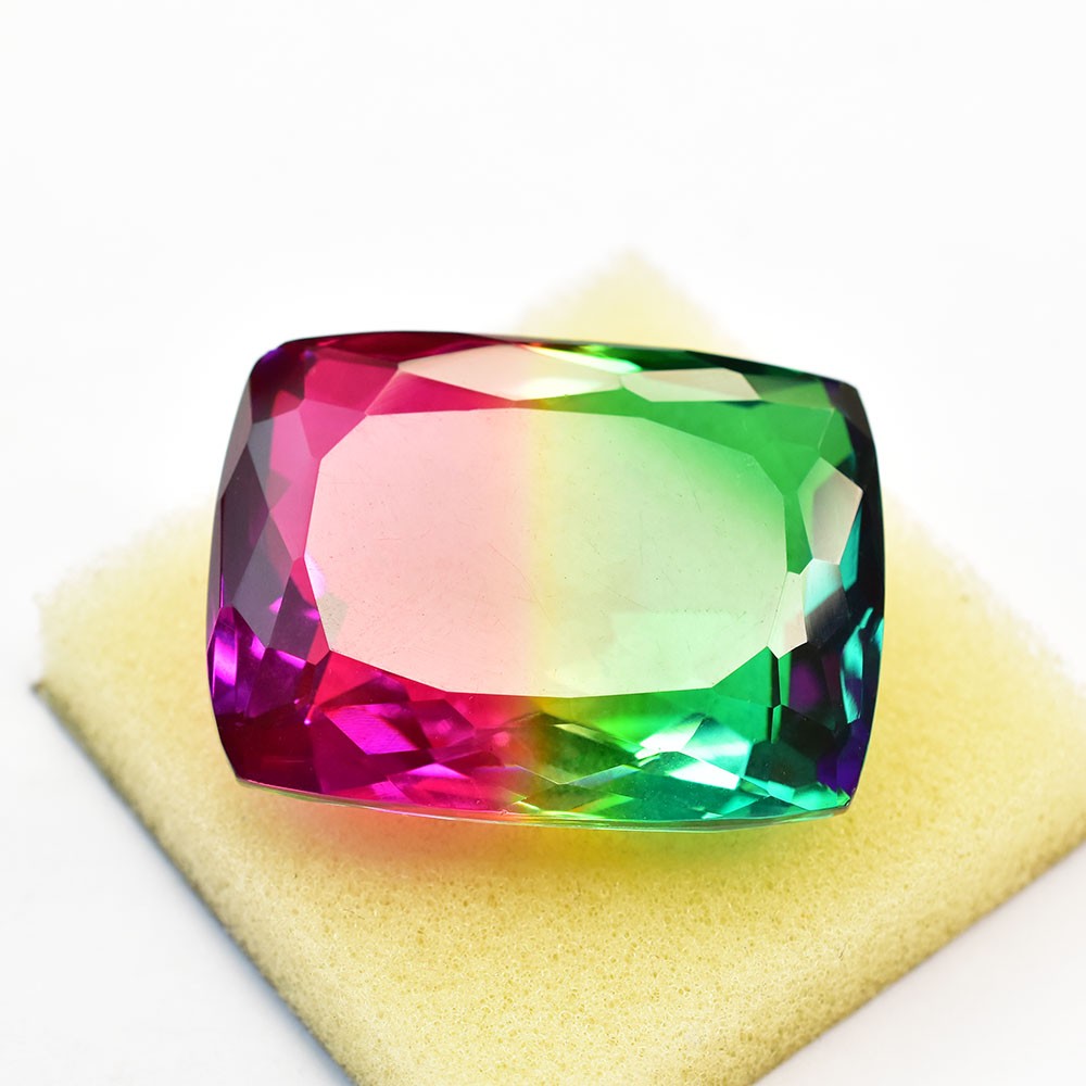 AAA+ Large Natural Bi-Color Tourmaline 133.65 Ct Certified Emerald Cut Gemstone
