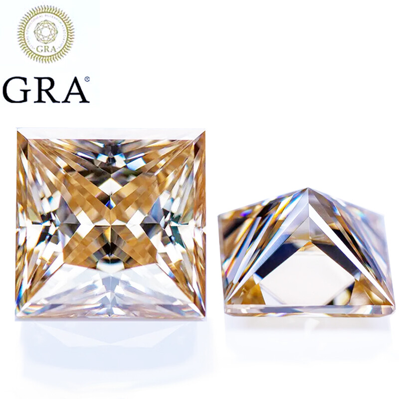 Princess Square Cut Moissanite Loose Stone Champagne VVS1 GRA Lab-Created Gems