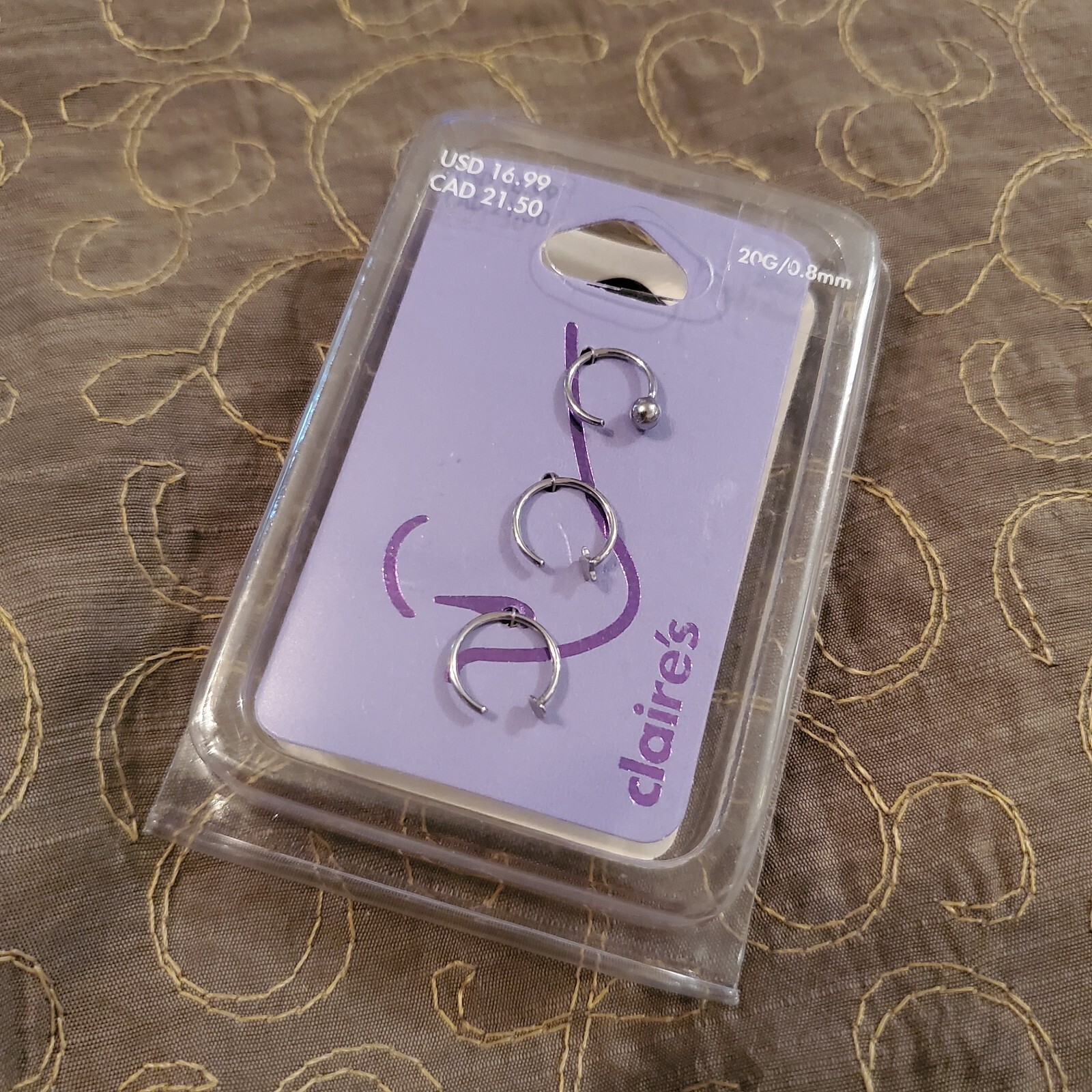 SALE Three 20 Gauge Nose Rings by Claire’s NWT NIP 20G / 0.8mm