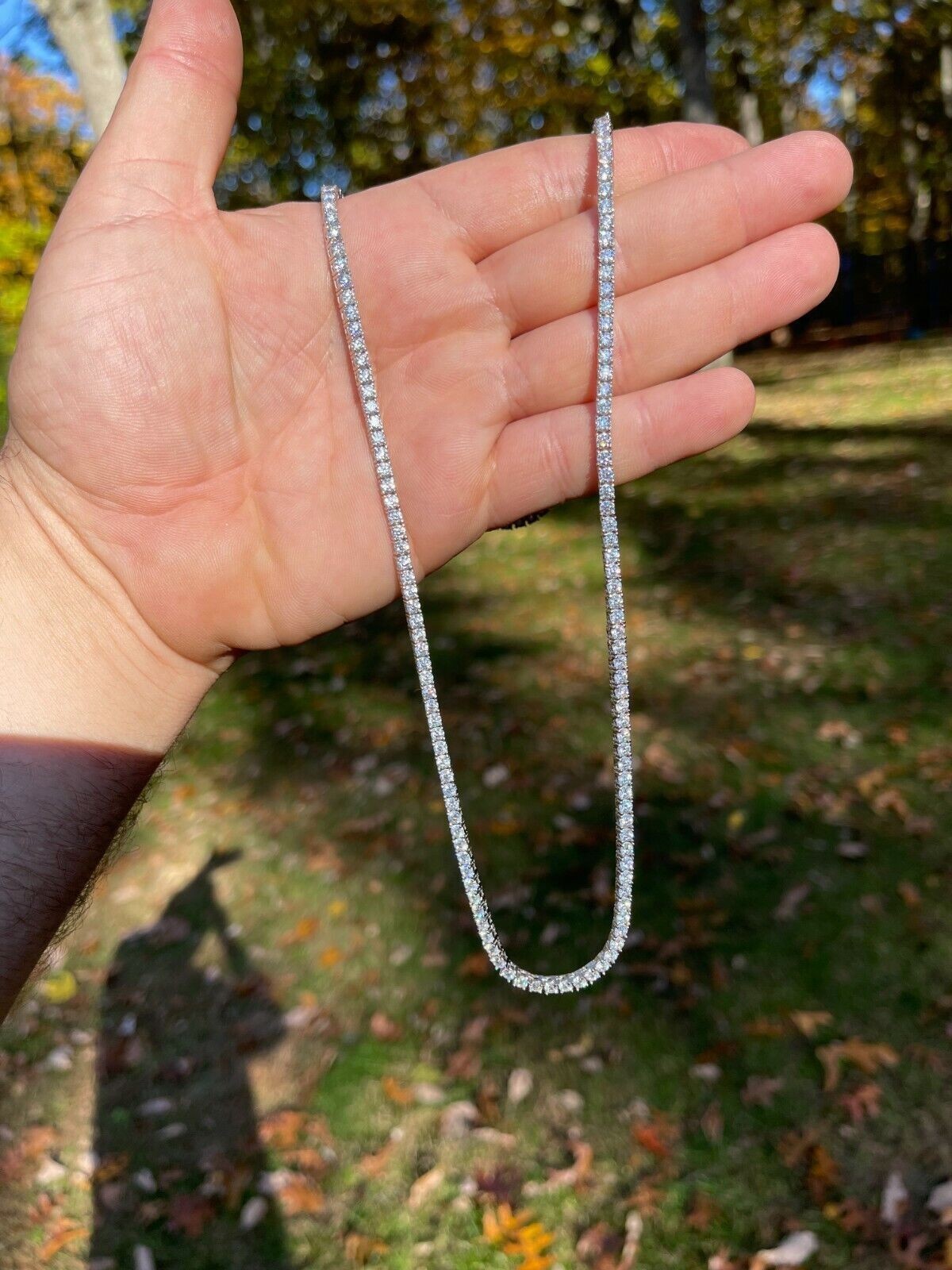 3MM MOISSANITE 925 Silver Tennis Chain Necklace – VVS D Color – Passes Tester