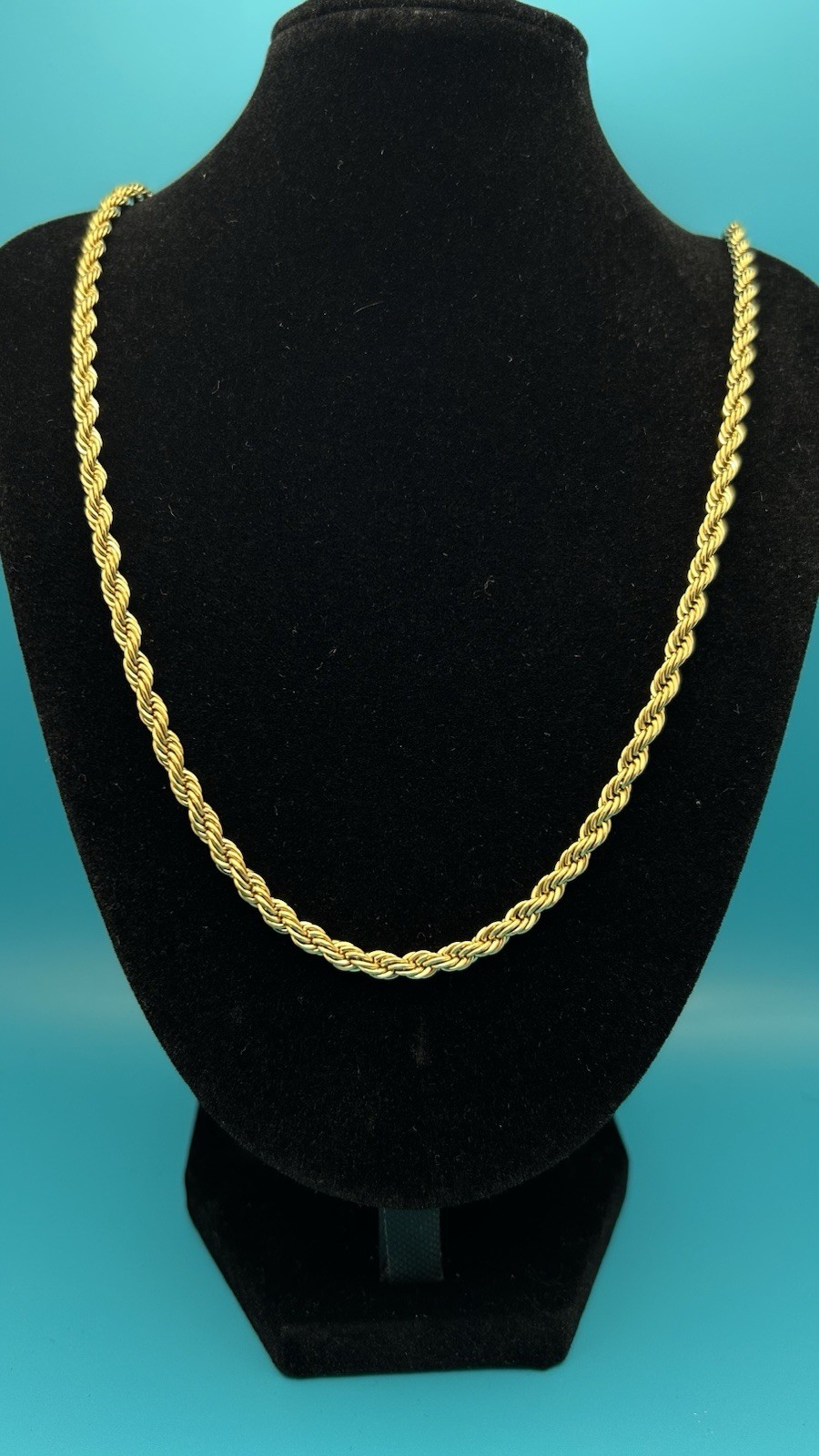 Rope chain 14k real gold plates for men’s women’s 4mm 24inch