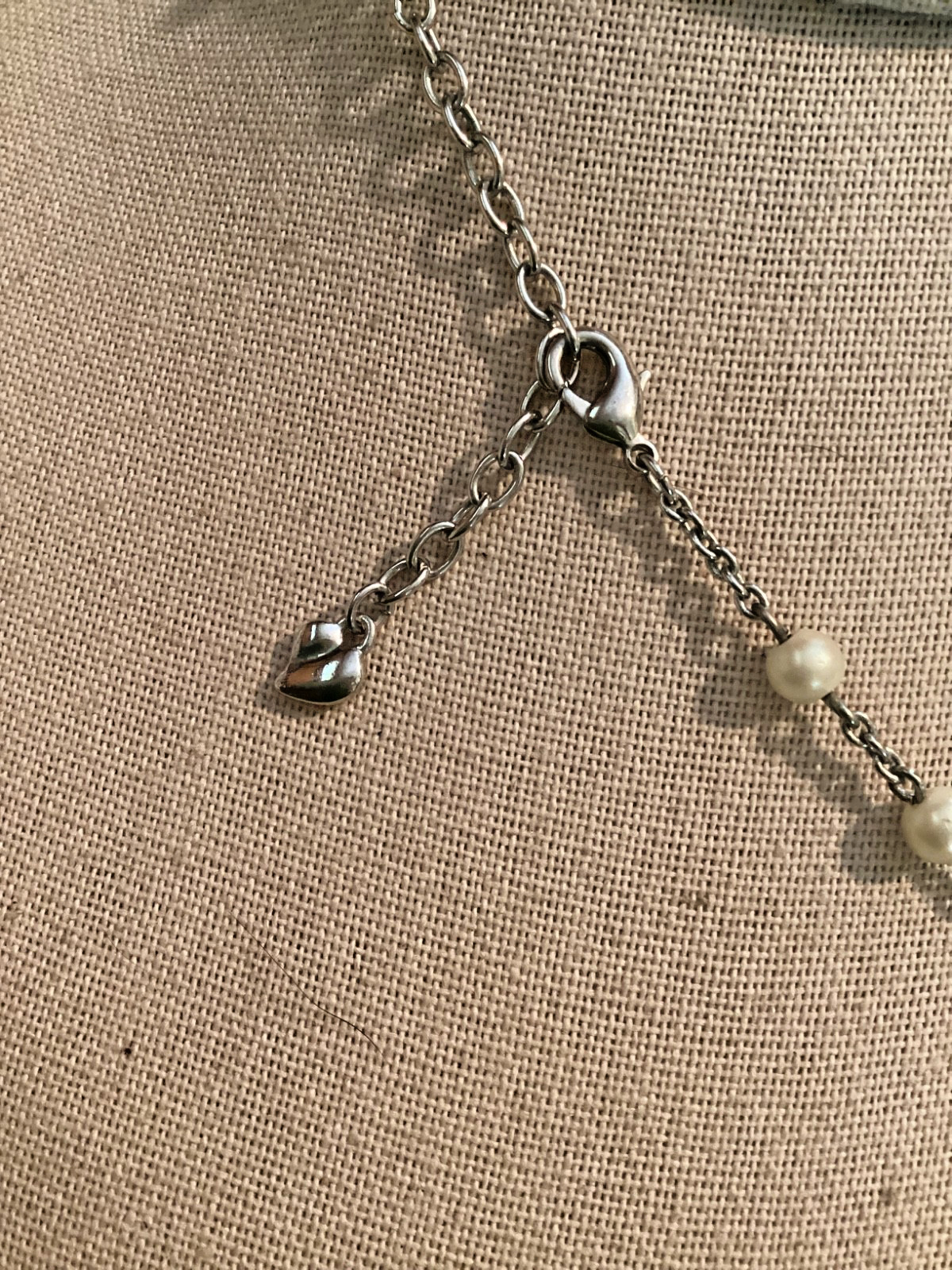 Carolee Bridal Faux Pearl Silver Tone Chain Rhinestone Pendant Drop Necklace