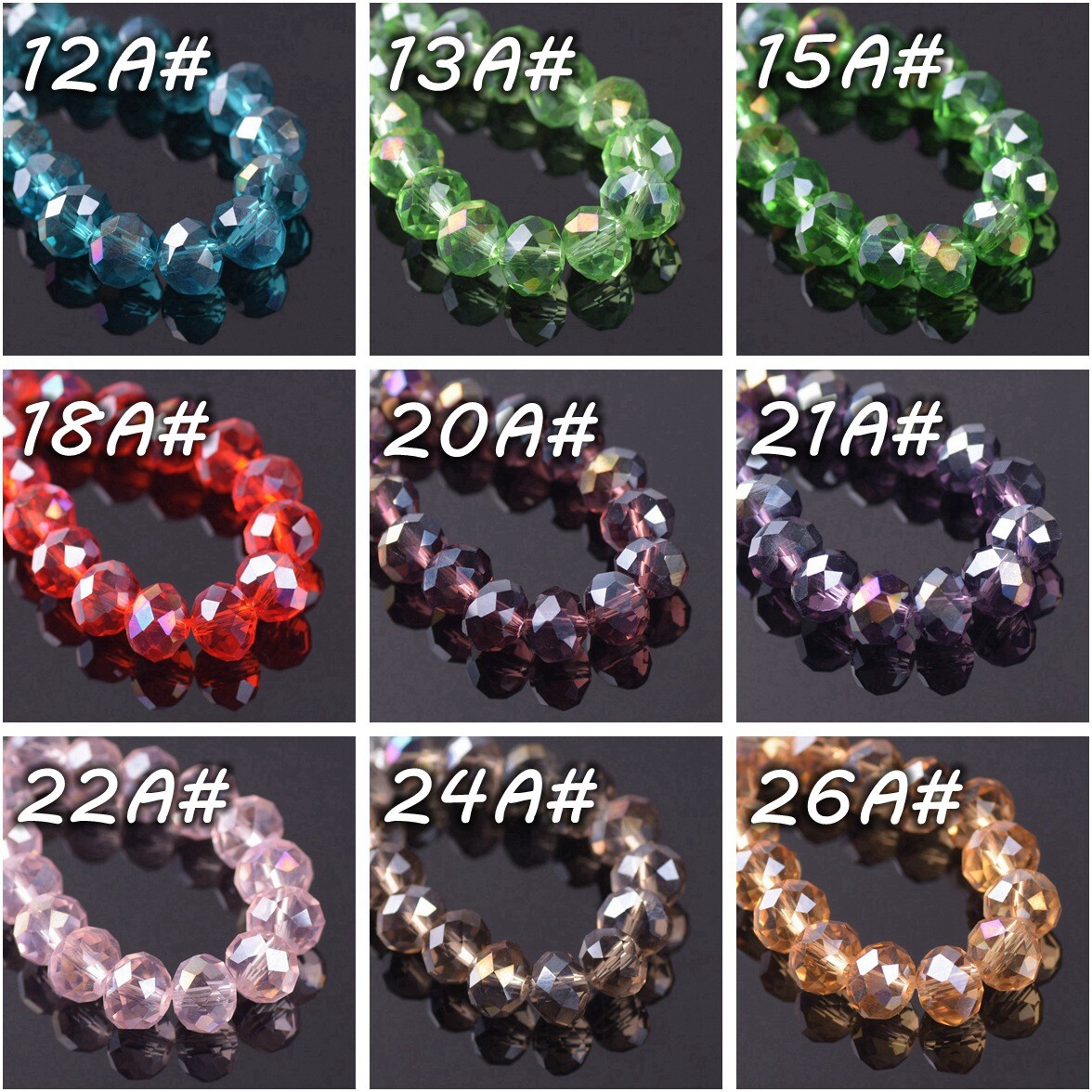3mm 4mm 6mm 8mm 10mm 12mm Roundelle Faceted Plated Crystal Glass Loose Beads