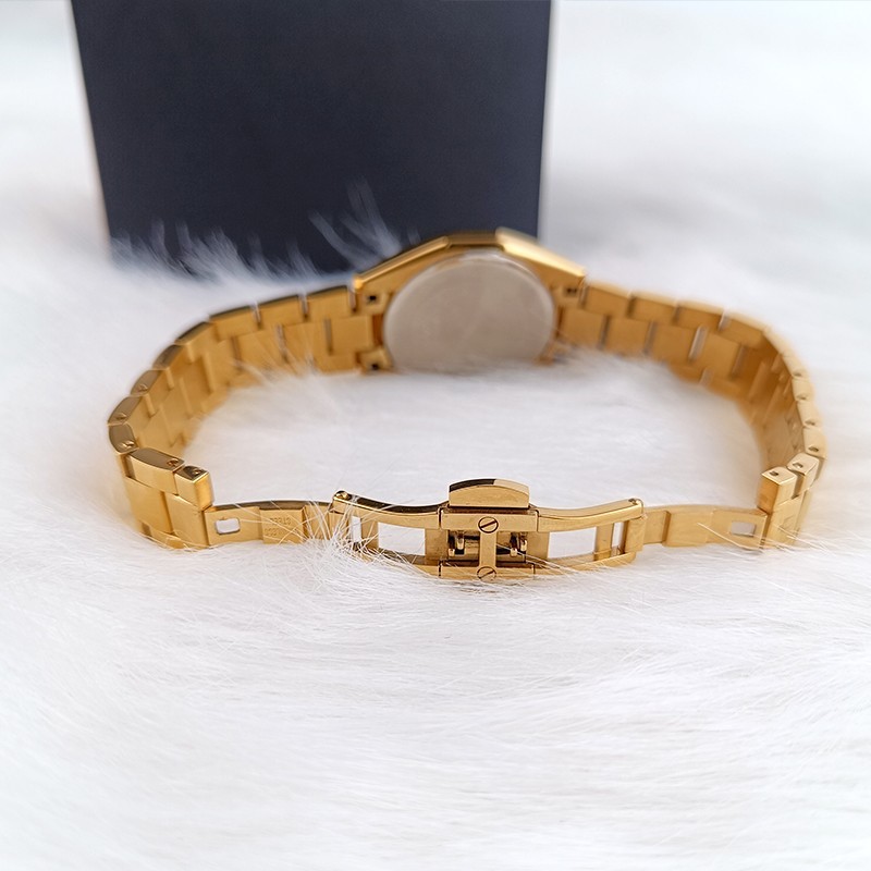 Bulova Surveyor 97P172 Gold Tone Pearl Dial Diamond Quartz Women’s Watch 31mm