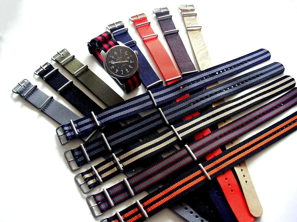 22mm Black NATO g10 Prem nylon watch band strap 2pak RAF Bond IW SUISSE 18 20 24