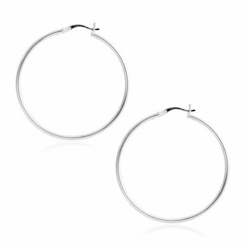 Sterling Silver 925 Stamped Italian Made 1 Inch Hoop Earrings French Hook Hoops