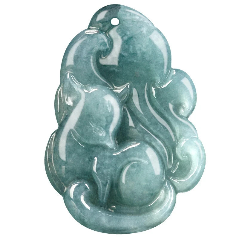 Real Grade A 100% Natural Green Jade Jadeite Women Men Lucky Fox Pendant