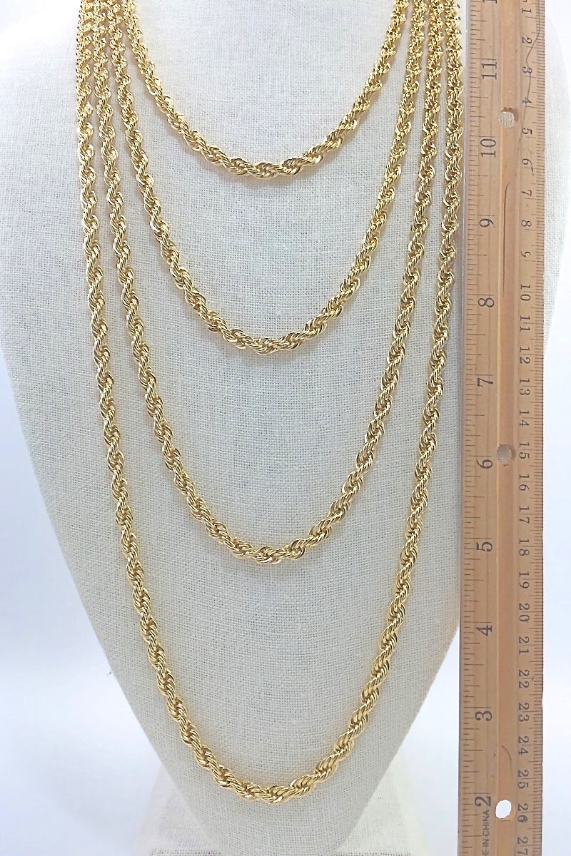 Gold Plated Rope Chain, 6mm Width (18 in, 20 in, 24 in, 30 in, or 36 in)(Korea)
