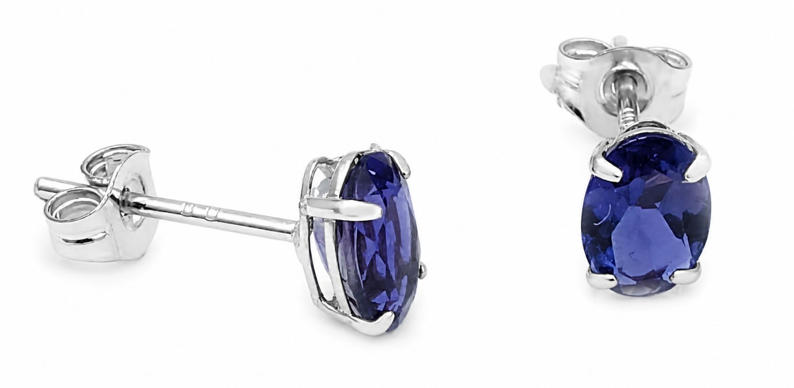 GENUINE 1.28 Cts IOLITE EARRINGS 14K WHITE GOLD – Made in USA – FREE APPRAISAL