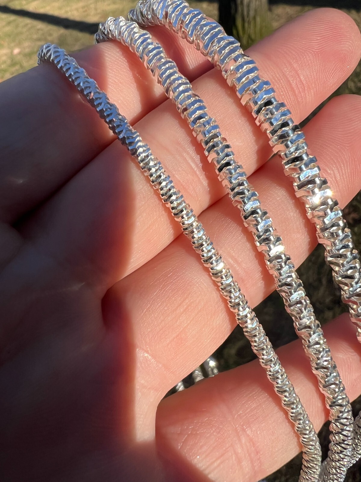 Real 925 Sterling Silver Diamond Cut Sparkle Ice Rope Chain Necklace 3-5mm ITALY
