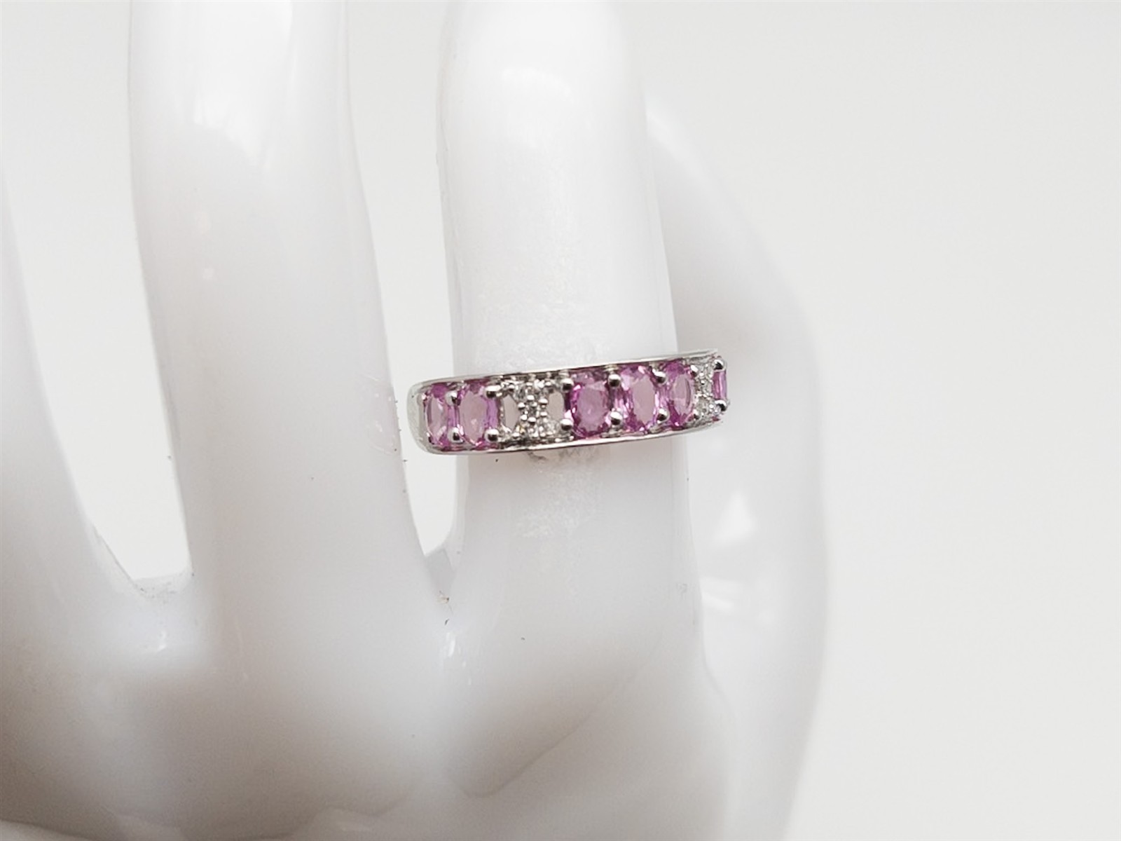 Designer $2400 3ct Natural Pink Sapphire Diamond 14k White Gold 5mm Band Ring 3g