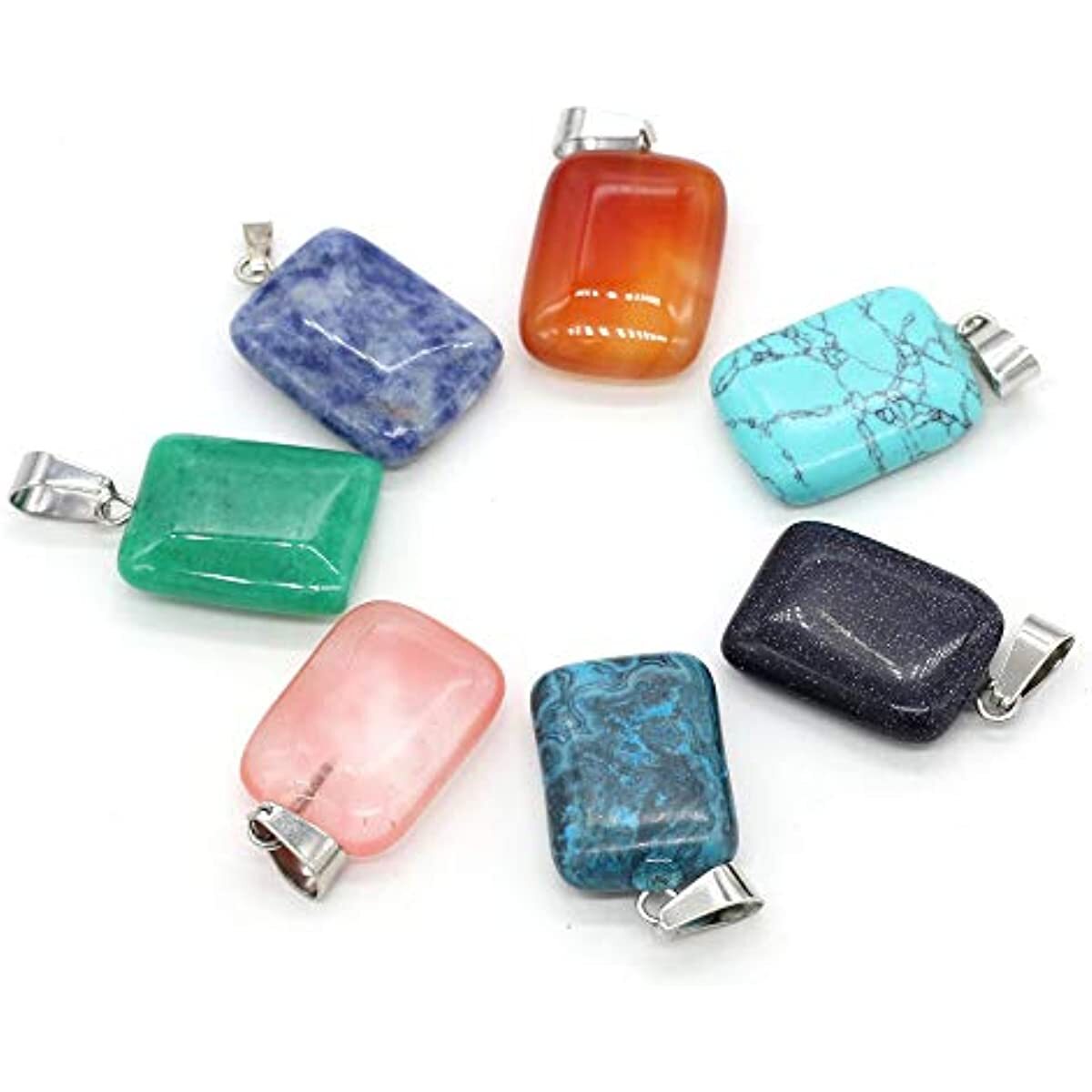 20 Pcs Natural Chakra Healing Crystal Agate Stone Pendants for Jewelry Making
