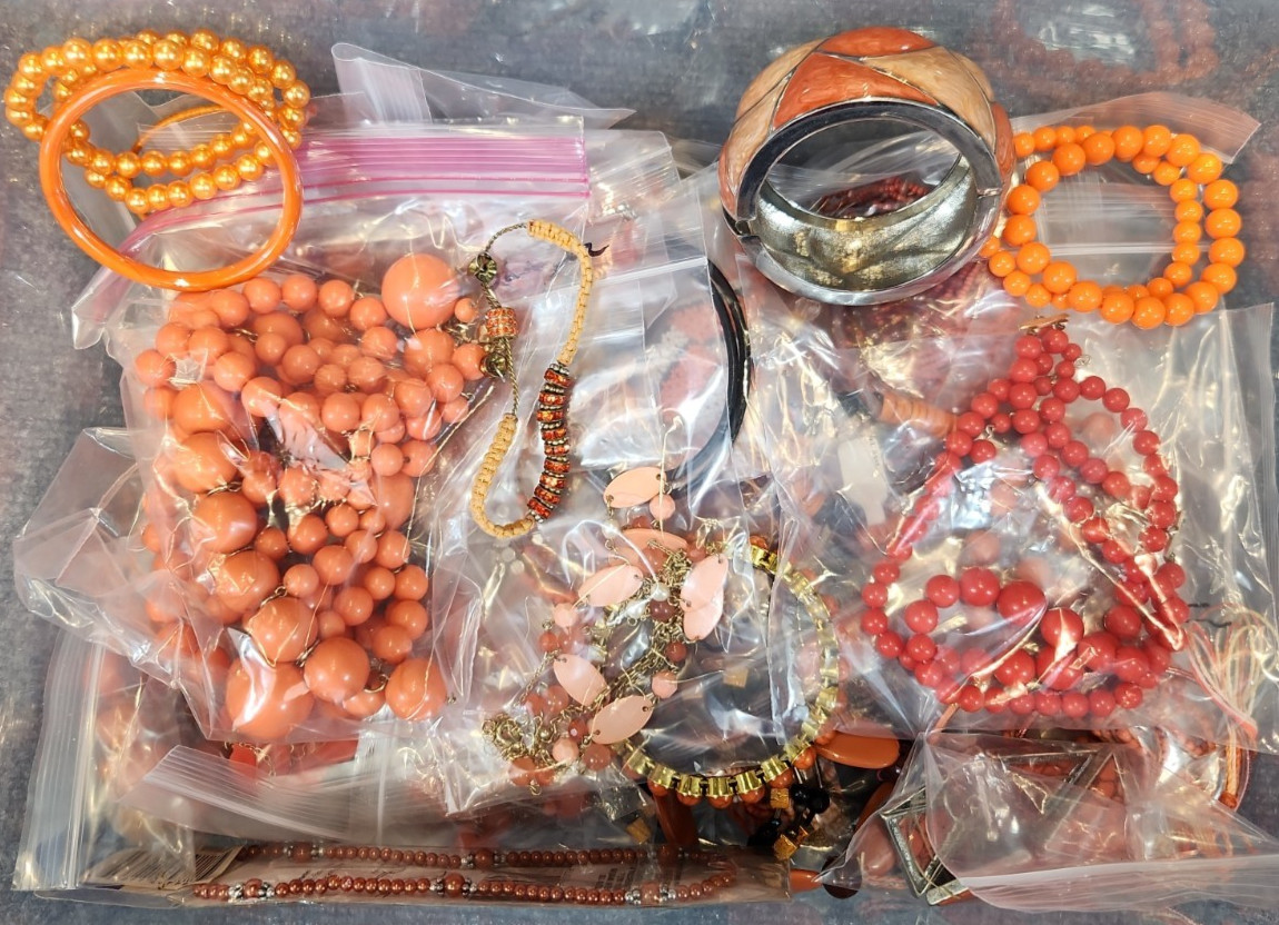 Jewelry Wearable Orange Collection 5 Lbs Lot #692 See Description